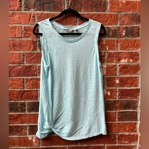 Athleta Womens Medium Blue Linen Zephyr Knot Tank Top